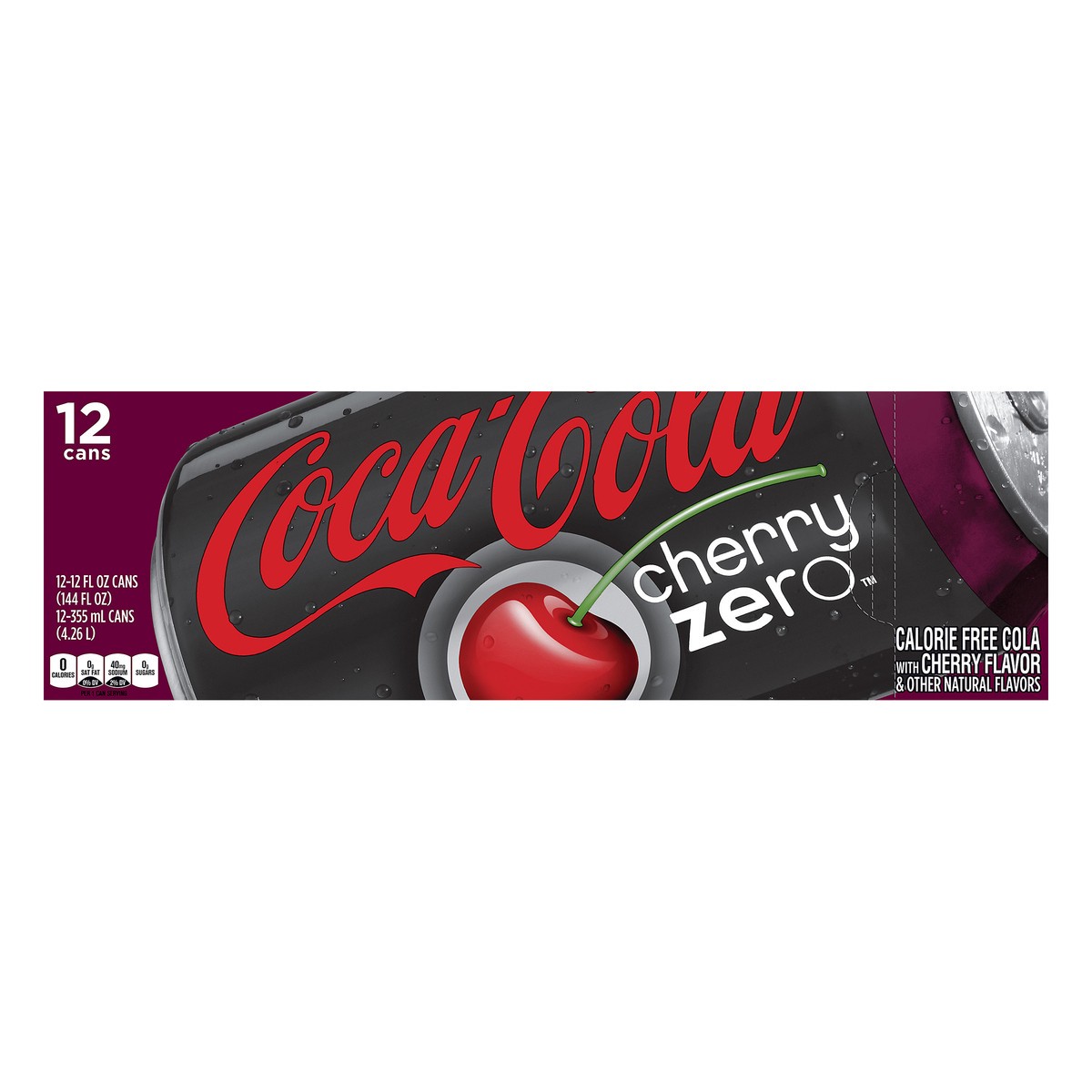 slide 1 of 1, Coca-Cola Zero Cherry Cola 12 ea, 12 ct; 12 fl oz