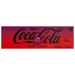 Coca-Cola Zero Sugar Cherry Soda Soft Drink Fridge Pack Cans, 12 fl oz, 12 Pack