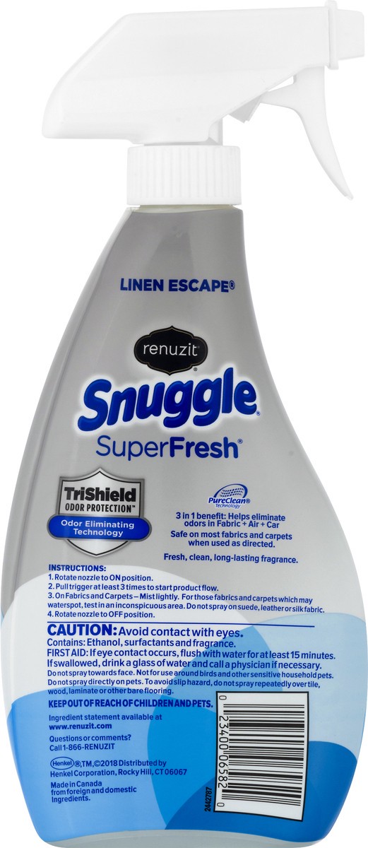 slide 5 of 9, Snuggle Super Fresh Odor Eliminating Technology Linen Escape Fabric Refresher 18.0 oz, 18 oz