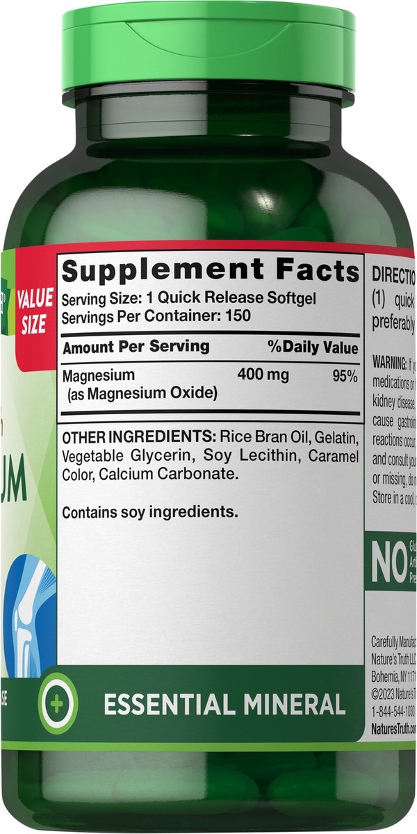slide 4 of 8, Nature's Truth Magnesium 400 Mg Softgels - 150 Count, 150 ct