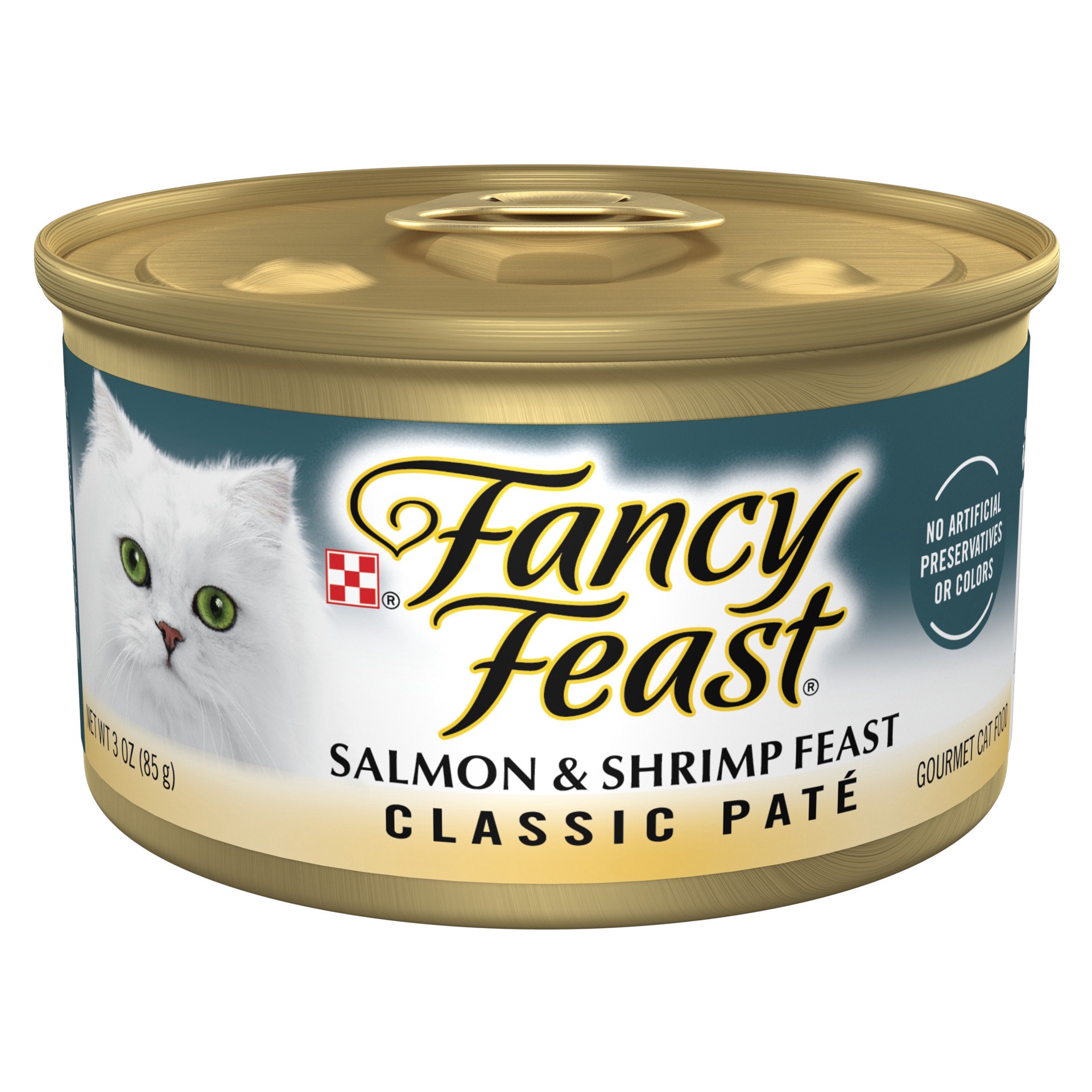 slide 1 of 9, Fancy Feast Purina Fancy Feast Classic Salmon & Shrimp Feast Cat Food, 3 oz