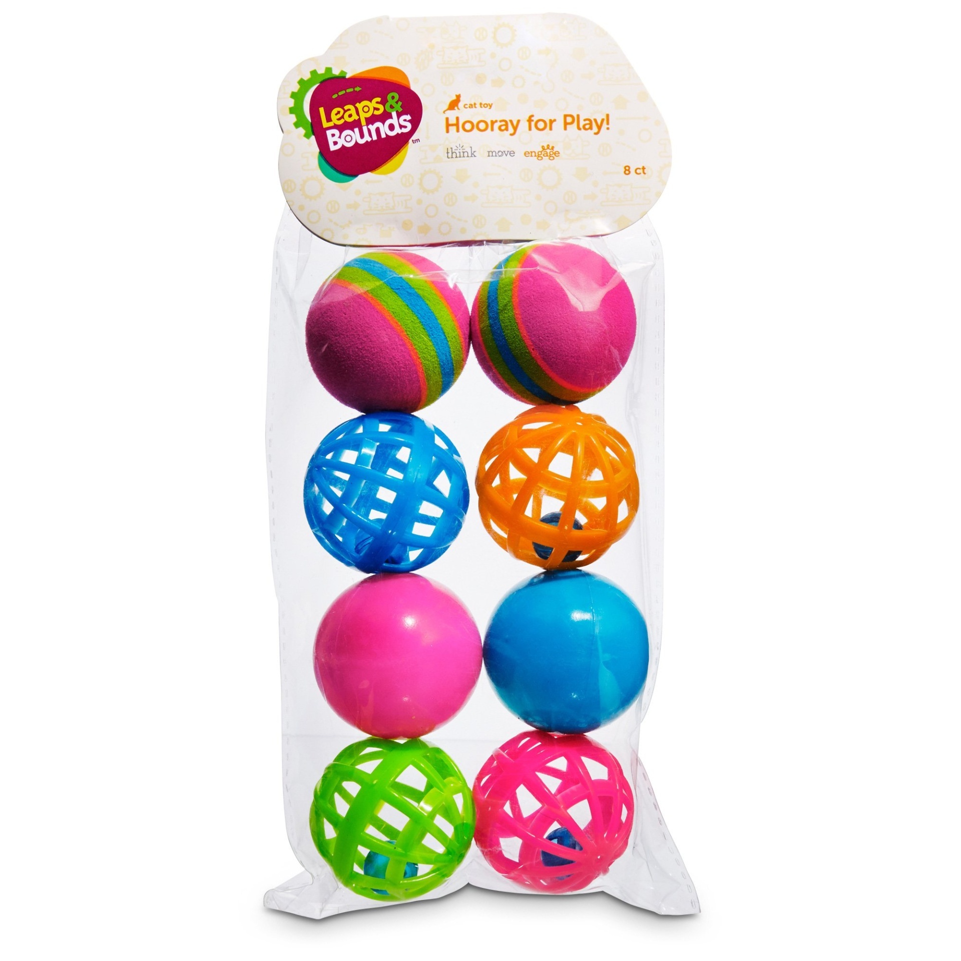 slide 1 of 1, Leaps & Bounds Variety Pack of Balls Cat Toys, 8 ct; Mini Size