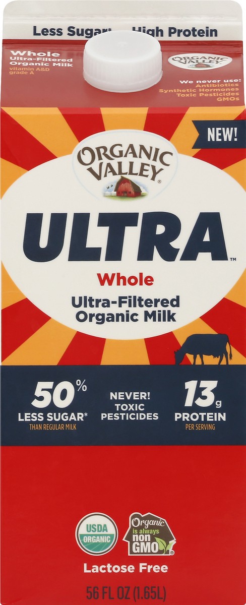 slide 6 of 9, Organic Valley Whole Ultra-Filtered Organic Milk 56 oz, 56 oz