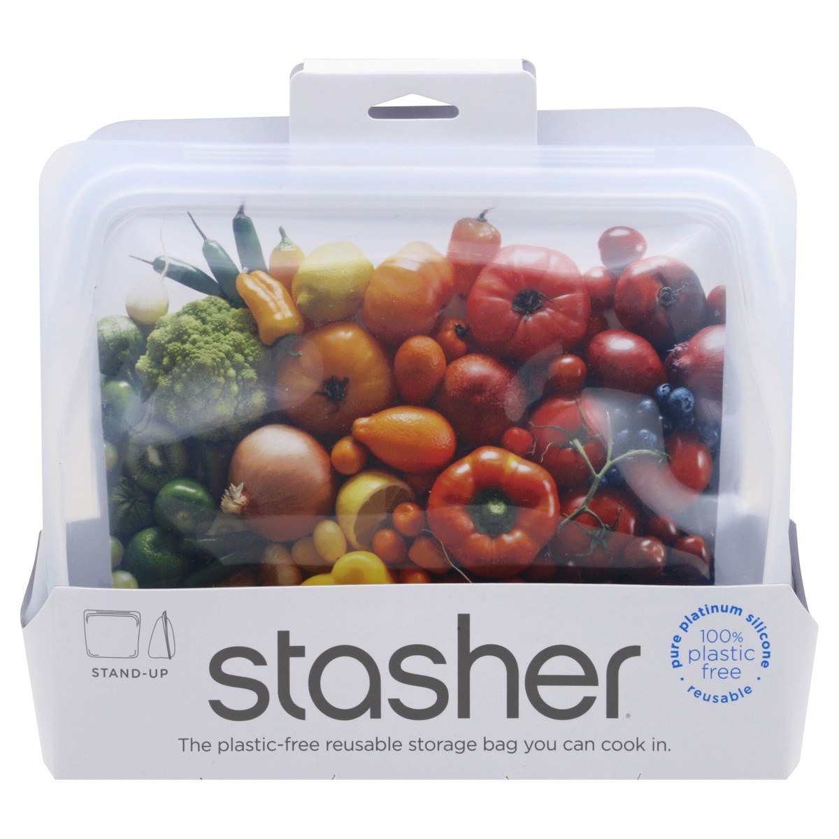 slide 2 of 11, Stasher Reusable Food Storage Stand-Up Mid Bag - Clear, 1 ct