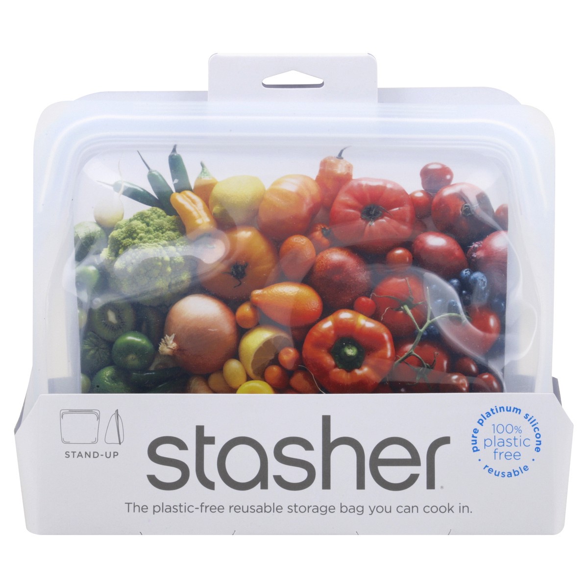 slide 3 of 11, Stasher Reusable Food Storage Stand-Up Mid Bag - Clear, 1 ct