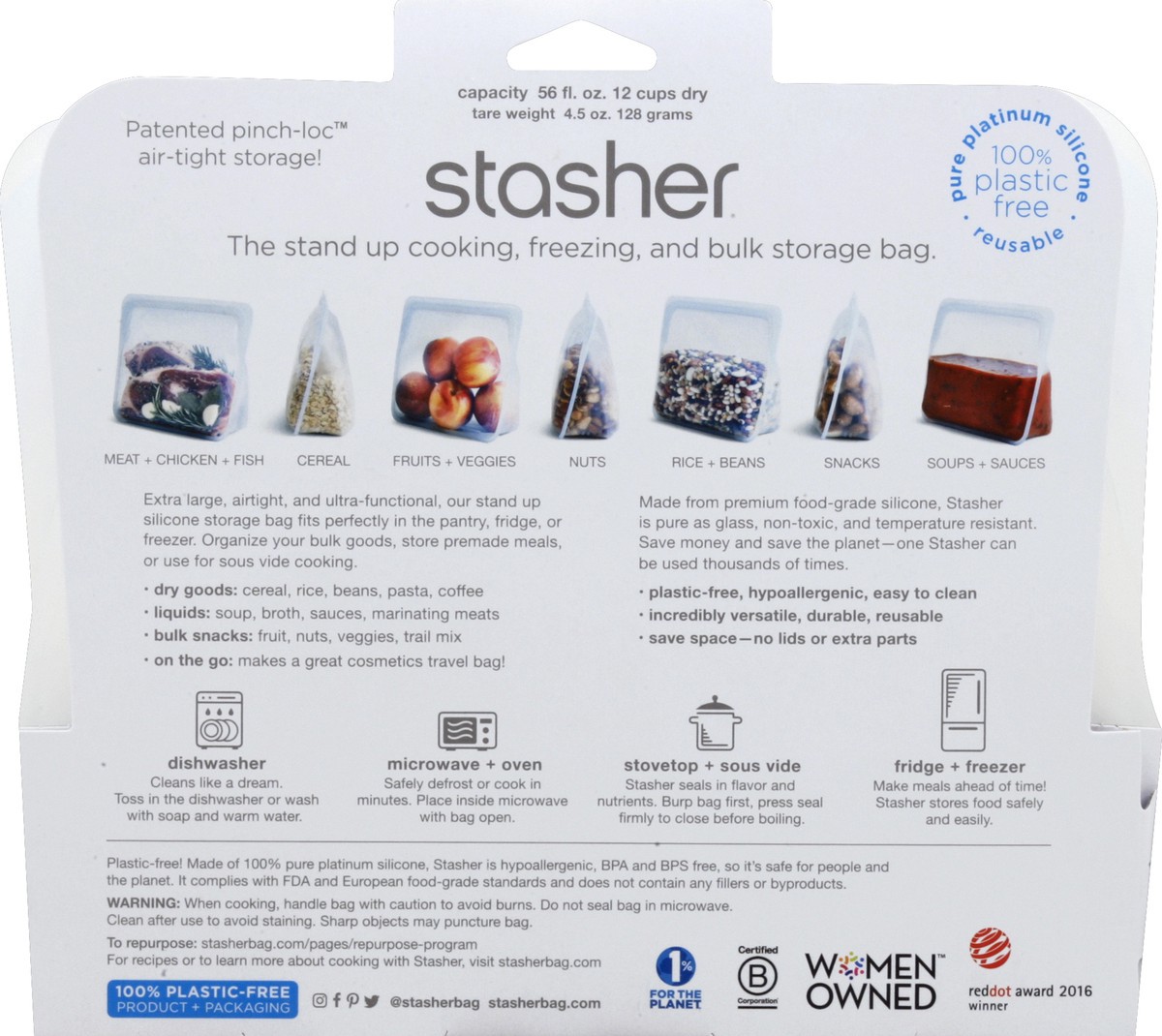 slide 5 of 11, Stasher Reusable Food Storage Stand-Up Mid Bag - Clear, 1 ct