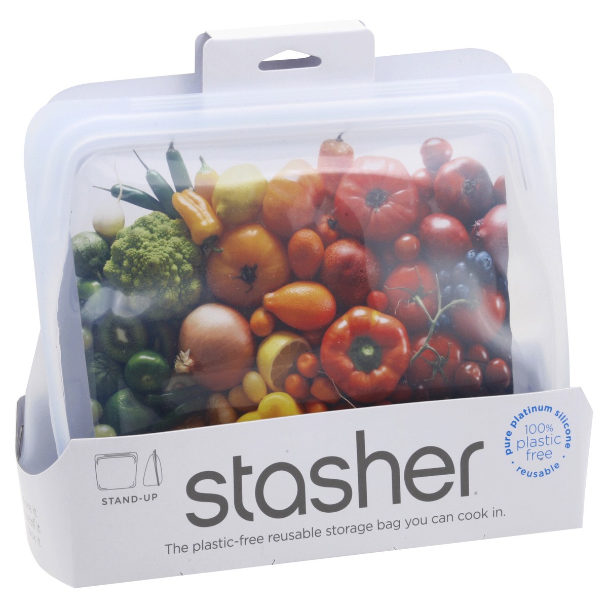 slide 7 of 11, Stasher Reusable Food Storage Stand-Up Mid Bag - Clear, 1 ct