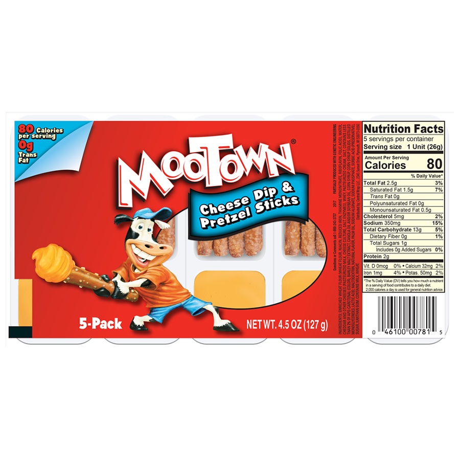 slide 1 of 1, MooTown Cheese Dip & Pretzel Sticks, 5 ct; 4.5 oz
