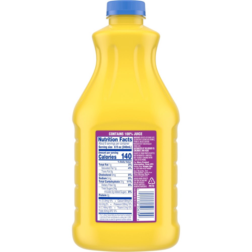 slide 2 of 2, Kroger 100% Orange Juice Low Acid With Calcium & Vitamin D - 52 fl oz, 52 fl oz