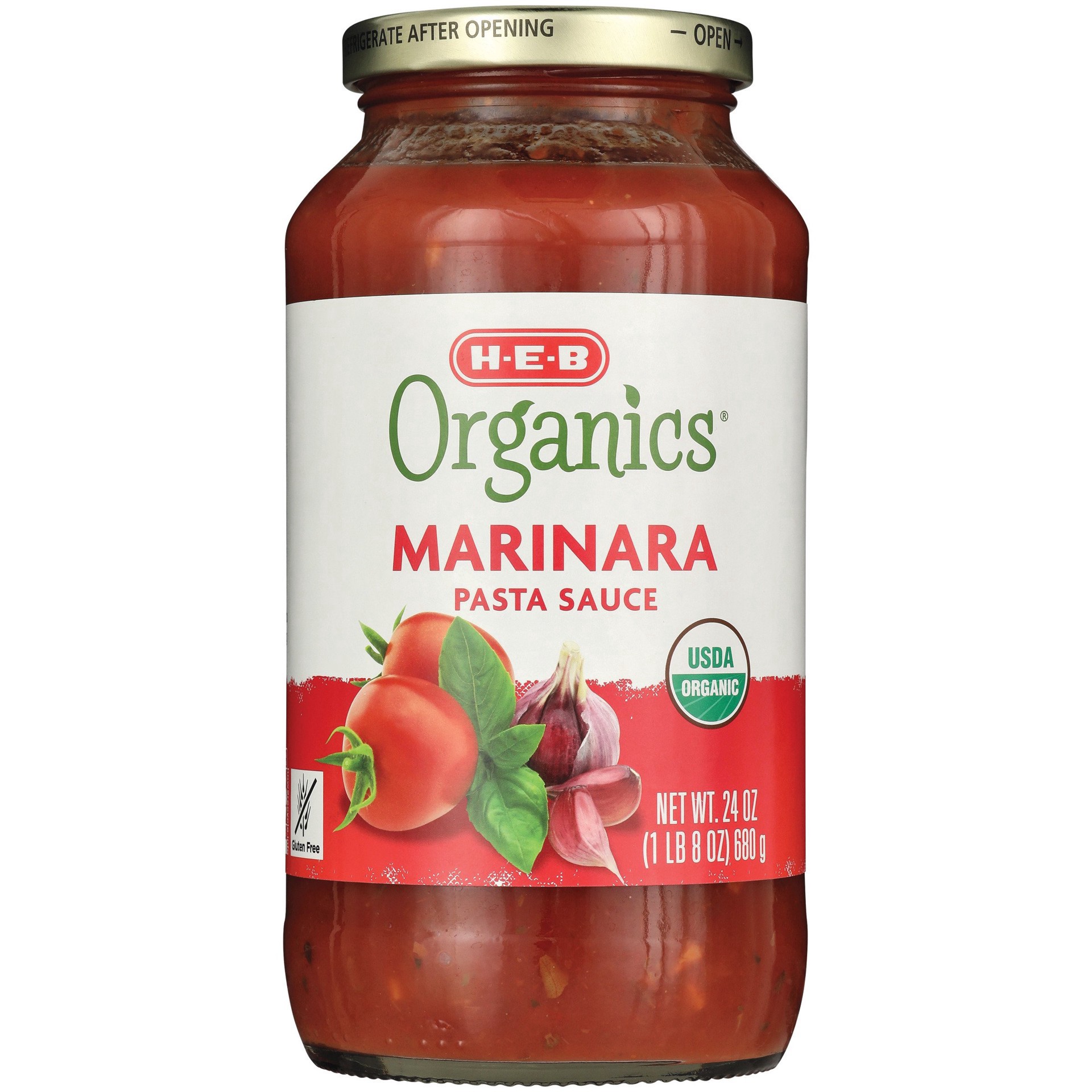slide 1 of 1, H-E-B Organics Marinara Pasta Sauce, 24 oz