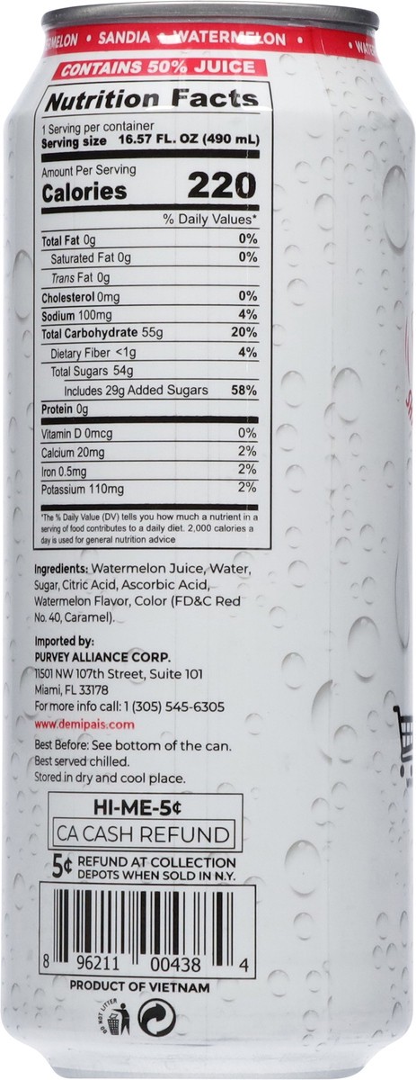 slide 13 of 13, De Mi Pais Watermelon Juice Drink 16.57 fl oz, 16.57 fl oz