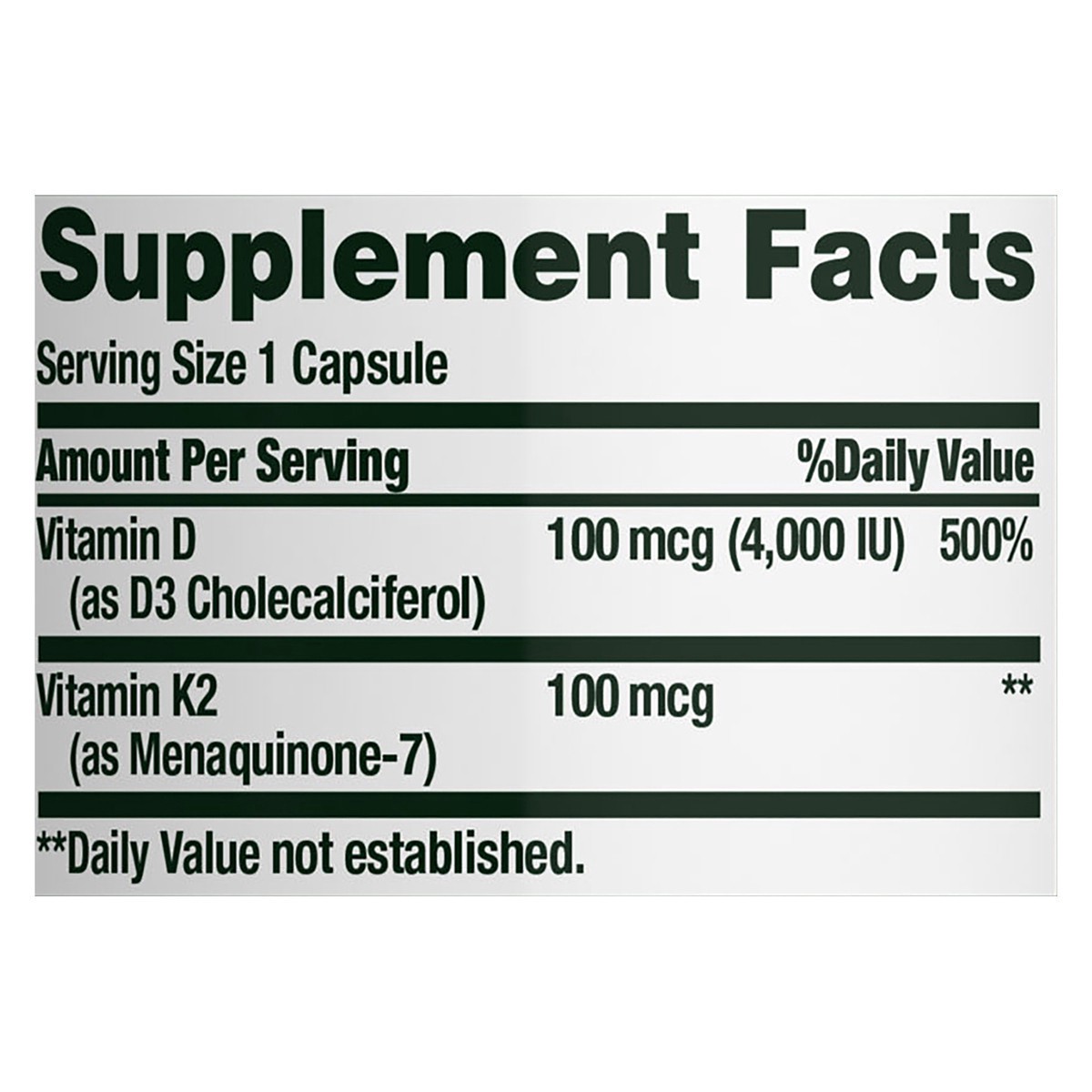 slide 6 of 11, Nature's Bounty K2 + D3, Strong Bones, Vegetable Capsules, 100 mcg Vitamin K + 4,000 IU Vitamin D, 30 ct