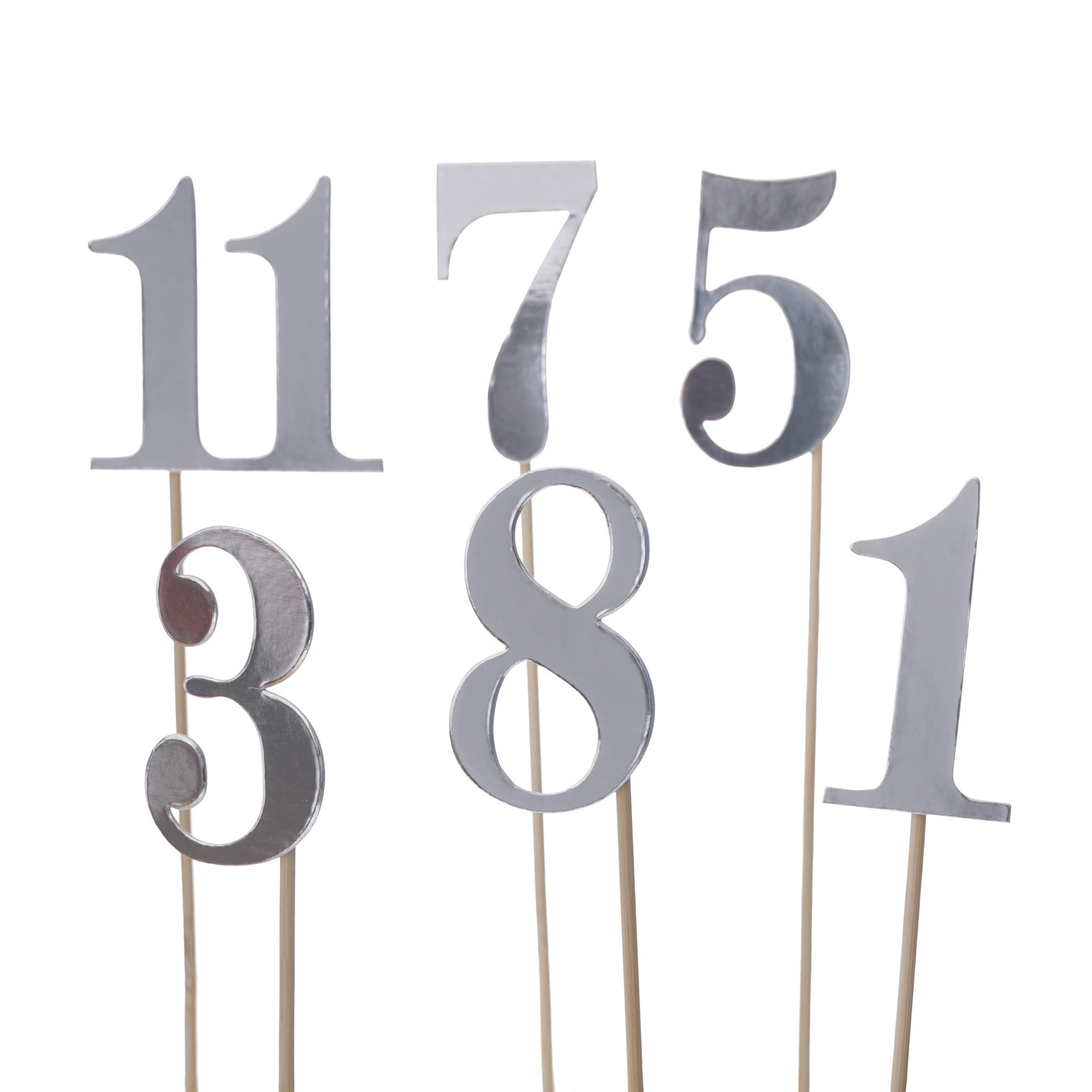 slide 2 of 6, 1-12 Silver Table Numbers By Celebrate It, 9 in