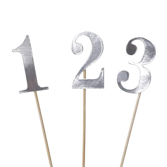 slide 1 of 6, 1-12 Silver Table Numbers By Celebrate It, 9 in
