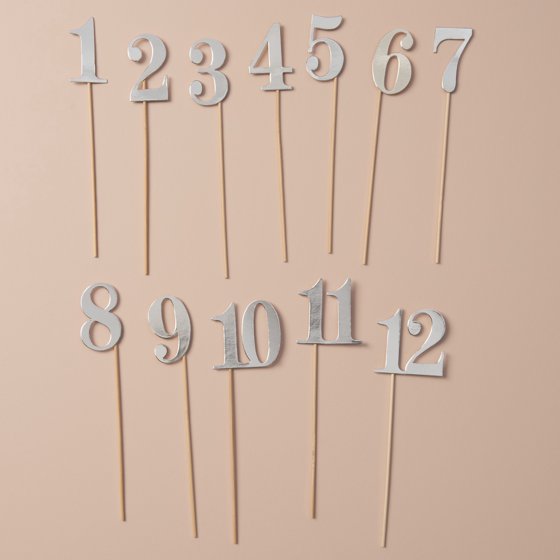slide 3 of 6, 1-12 Silver Table Numbers By Celebrate It, 9 in