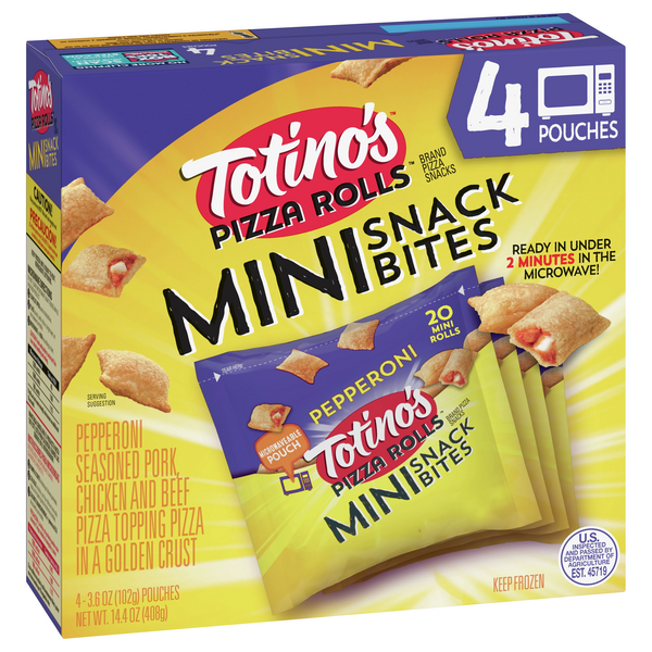 slide 1 of 1, Totino's Pizza Rolls Pepperoni Mini Snack Bites, 14.4 oz