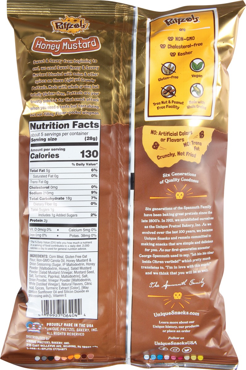slide 9 of 9, Unique Snacks Puffzols Honey Mustard Pretzels 4.8 oz, 4.8 oz