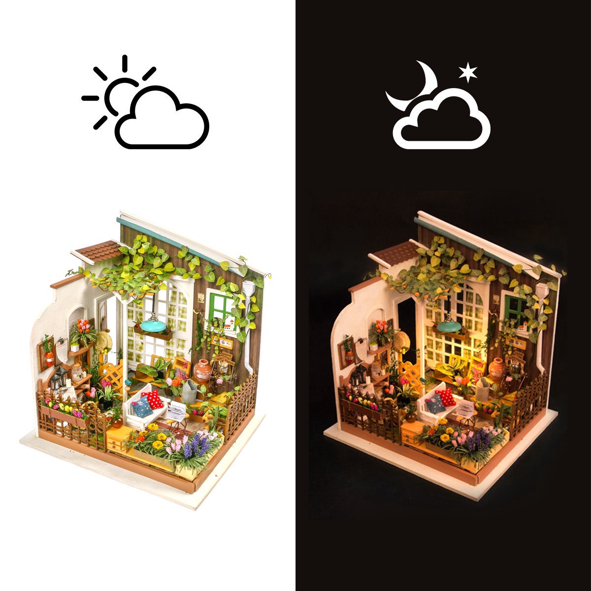 slide 2 of 17, Robotime Rolife Miller's Garden Diy Miniature House Kit, 8.27 in x 7.2 in x 7.68 in