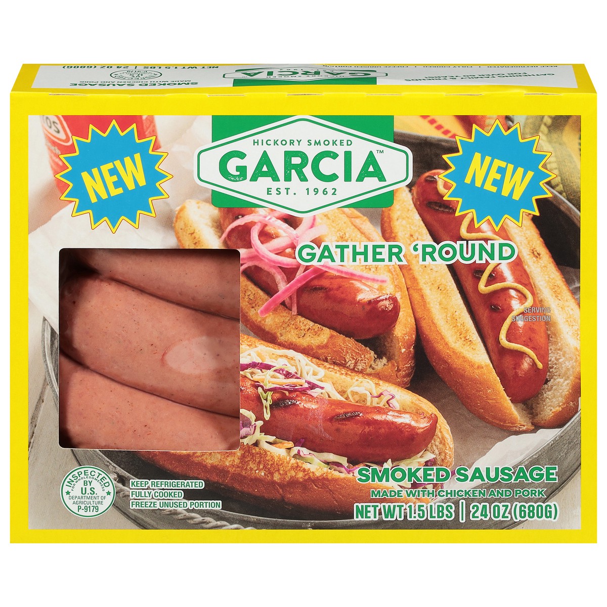 slide 3 of 4, Garcia Chicken & Pork Smoked Sausage 24Oz, 24 oz