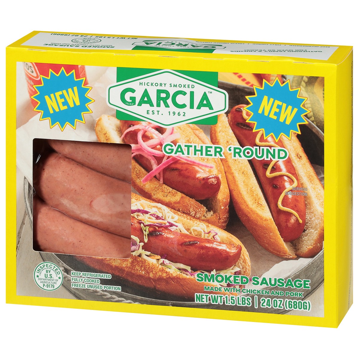 slide 4 of 4, Garcia Chicken & Pork Smoked Sausage 24Oz, 24 oz