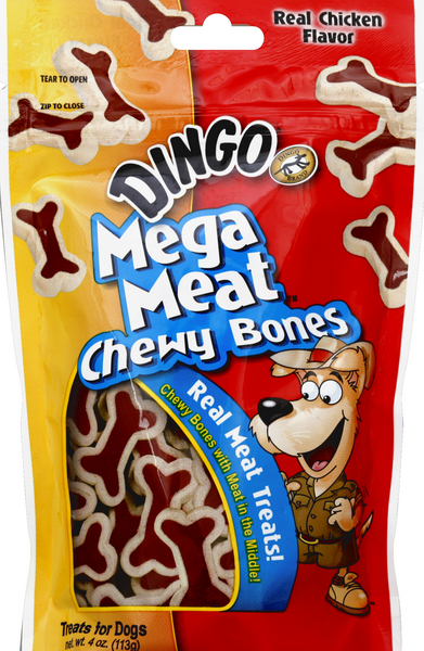 slide 1 of 1, Dingo Dingo Mega Bone Meat Chewy 4 Oz, 1 ct