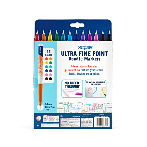slide 4 of 7, Crayola Doodle & Draw Markers, Ultra Fine Point, Assorted Colors, Pack Of 12 Markers, 12 ct