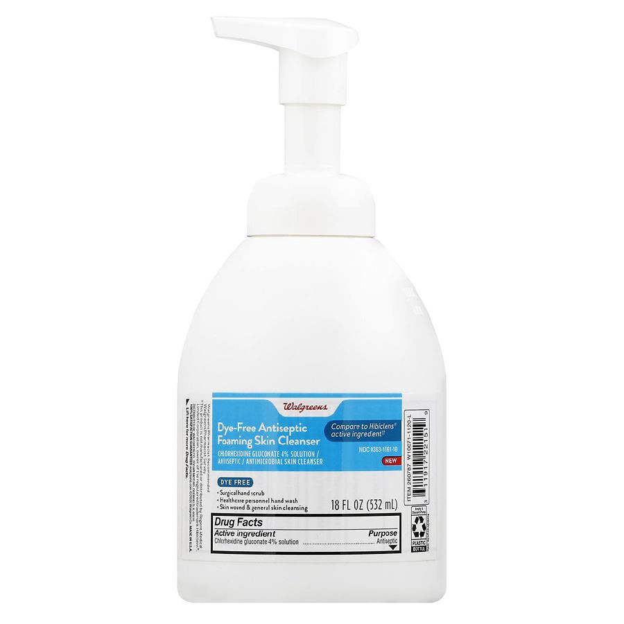 slide 1 of 4, Walgreens Dye-Free Antiseptic Foaming Skin Cleanser, 18 oz