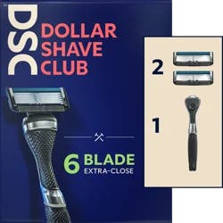 Dollar Shave Club 6-Blade Men's Razor Starter Set - 1 Handle + 2 Cartridges
