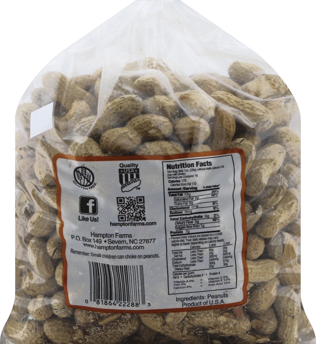 slide 6 of 6, Hampton Farms Jumbo Unsalted Roasted Peanuts, 1.5 lb