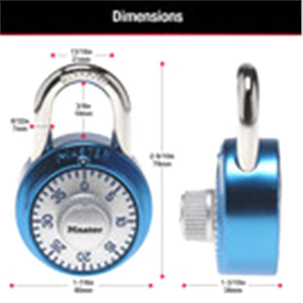 slide 8 of 9, Master Lock Standard Dial Combination Padlock 1561DAST, 1-7/8 inch wide, 1 ct