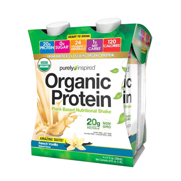 slide 1 of 1, Purely Inspired Nutritional Shake, Plant-Based, Organic Protein, French Vanilla, 4 Each, 4 ct; 11 fl oz