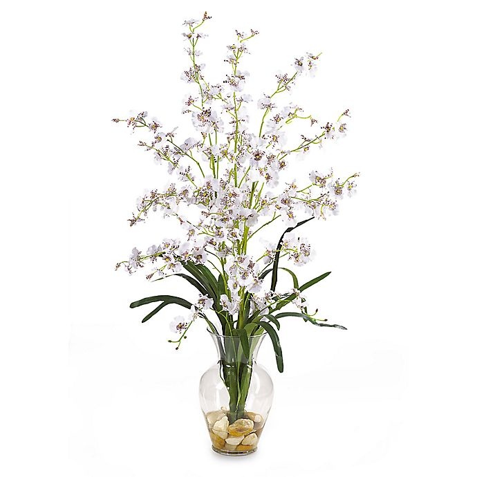 slide 1 of 1, Nearly Natural Dancing Lady Liquid Illusion Silk Flower Arrangement - White, 31 in