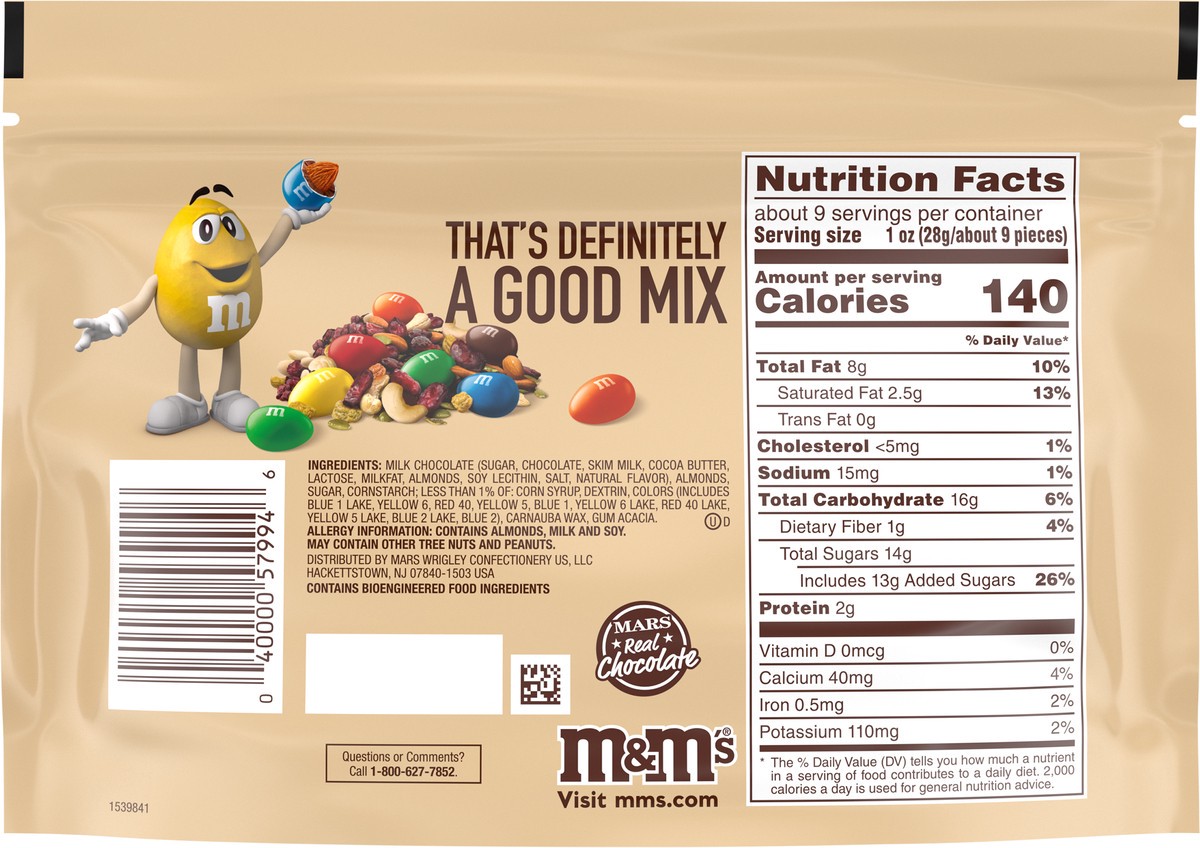 slide 9 of 9, M&M'S Almond Milk Chocolate Candy, Sharing Size, 8.6 Resealable Bag, 8.6 oz