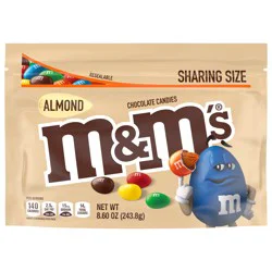 M&M'S Almond Milk Chocolate Candy, Sharing Size , 8.6 oz Bag