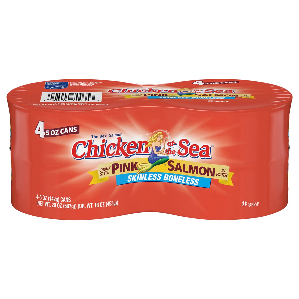 slide 7 of 8, Chicken of the Sea Wild Caught Alaskan Pink Salmon, Skinless & Boneless 4-5 oz cans, 4 ct; 20 oz
