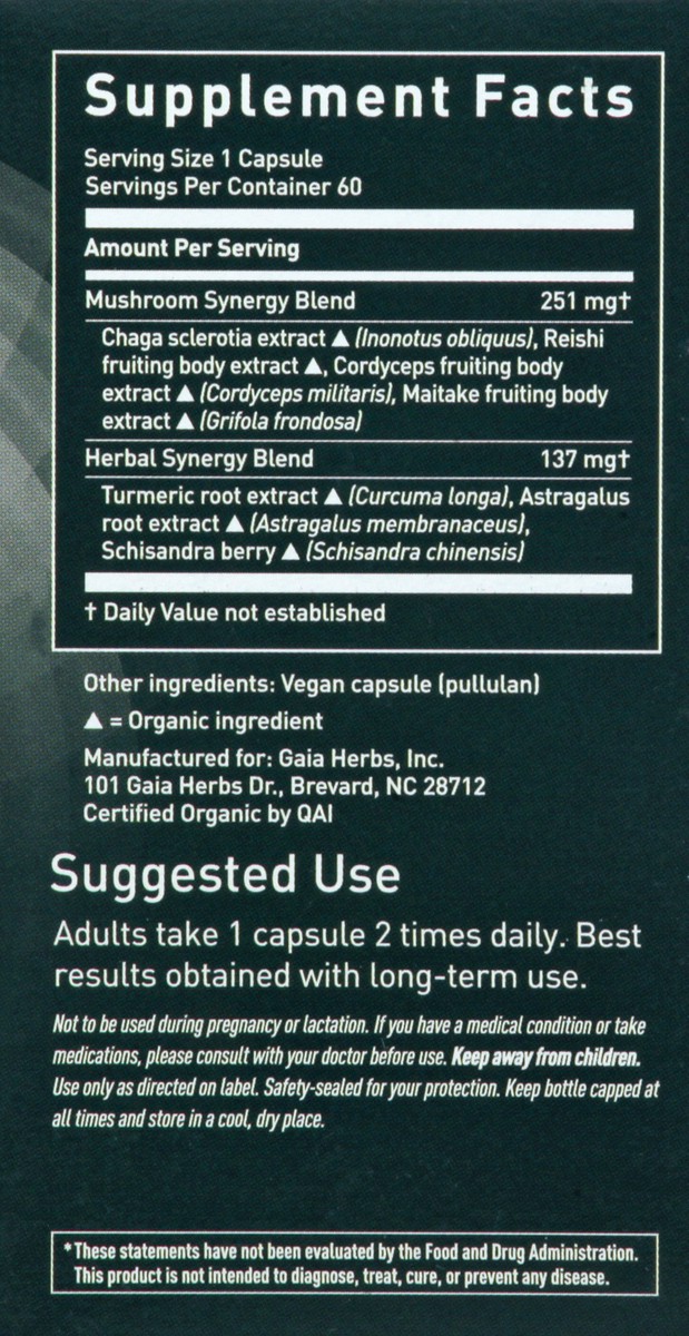 slide 3 of 13, Gaia Everyday Immune Vegan Capsules Mushroom + Herbs 60 ea, 60 ct
