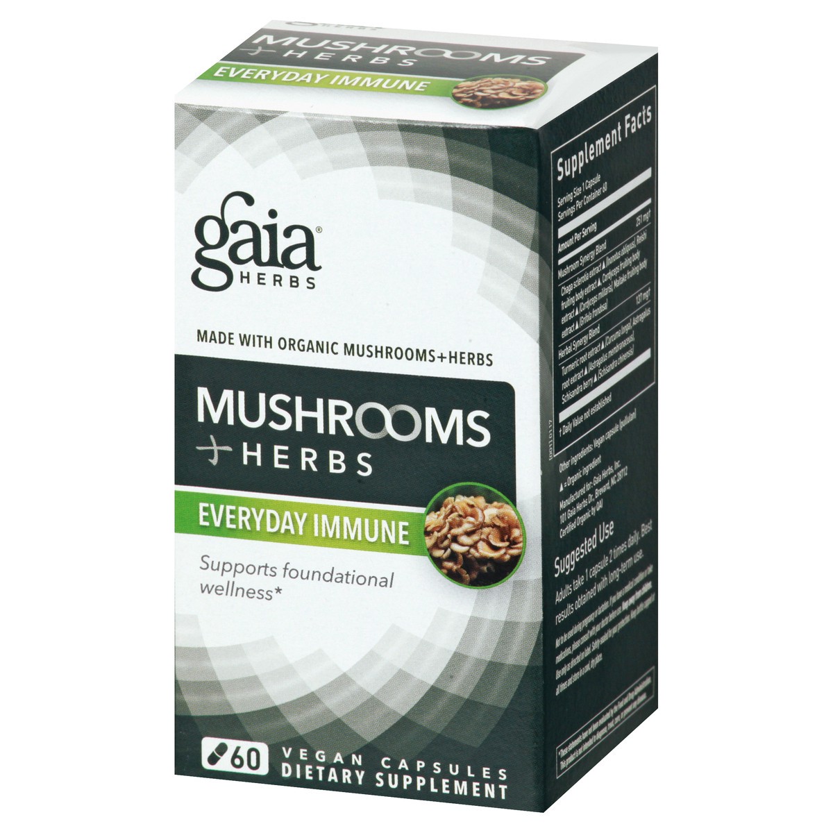 slide 13 of 13, Gaia Herbs Everyday Immune Mushrooms + Herbs, 60 ct