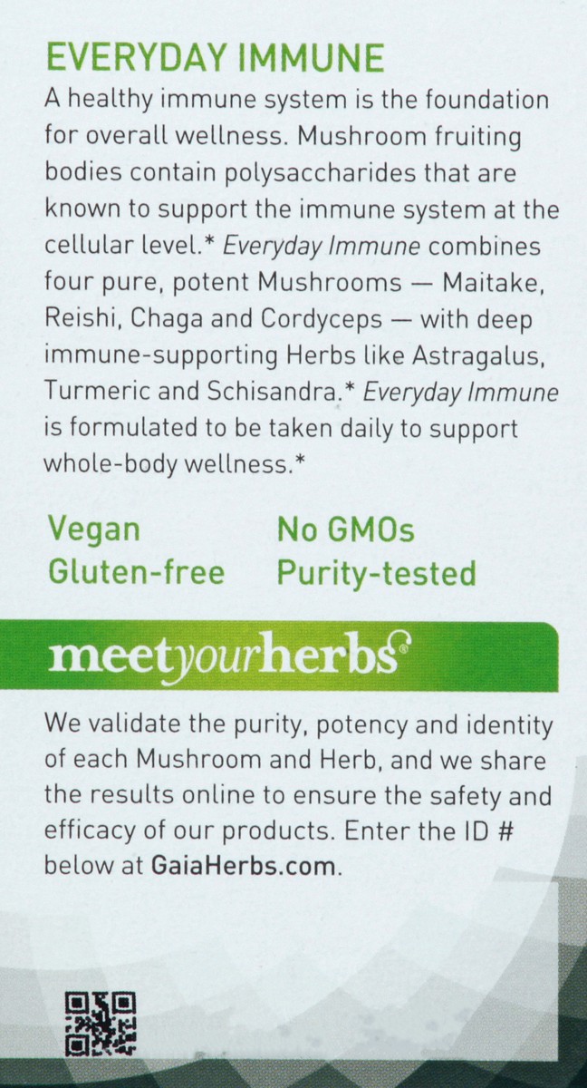 slide 10 of 13, Gaia Everyday Immune Vegan Capsules Mushroom + Herbs 60 ea, 60 ct