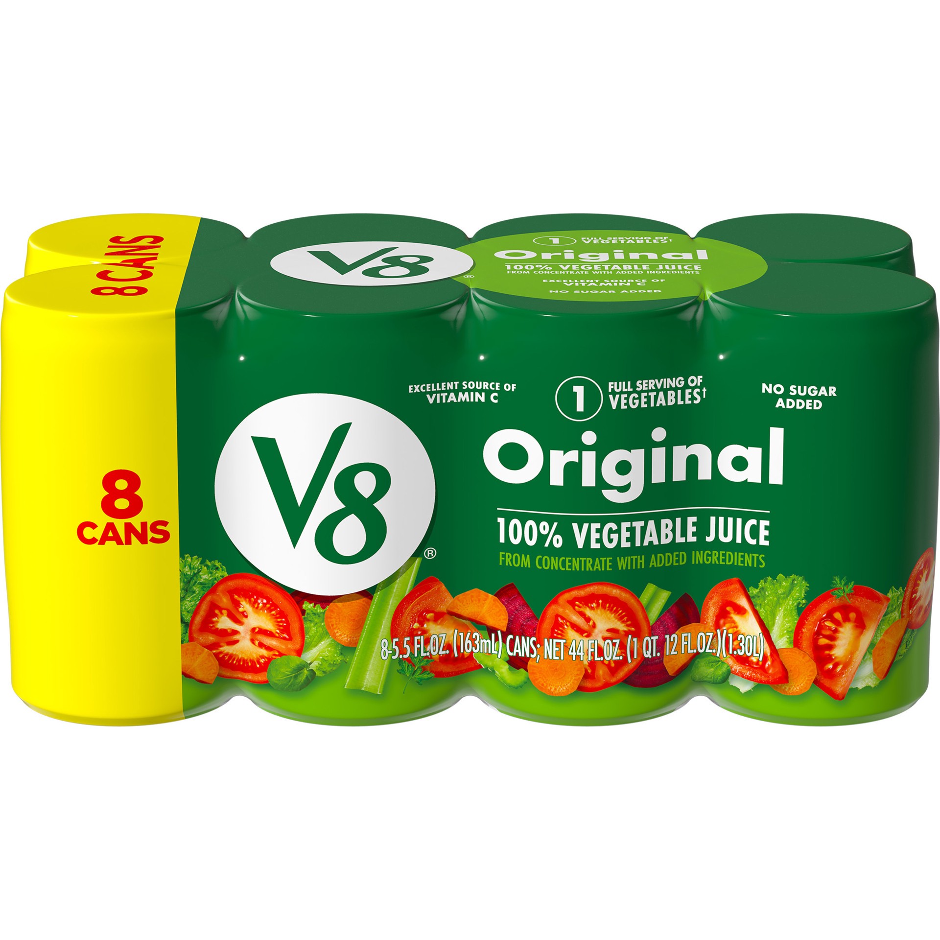 slide 1 of 1, V8 Original 100% Vegetable Juice, 5.5 fl oz Can (8 Pack), 44 oz