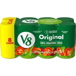 V8 Original 100% Vegetable Juice, 5.5 fl oz Can (8 Pack)