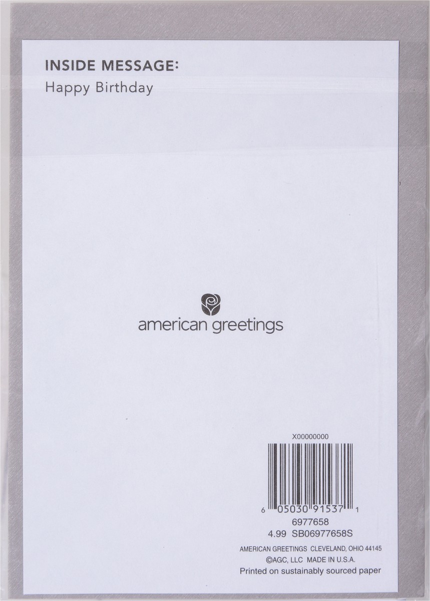 slide 9 of 9, American Greetings Make a special person feel wonderful on their birthday with this fun and festive card! The design features party balloons that are perfect for getting a celebration started. Copper foil embellishments add style, while the simple “Happy Birthday” on the inside is complemented by colorful confetti. There''s also plenty of room to add your own personal thoughts and make this cool card even more unique!, 1 ct