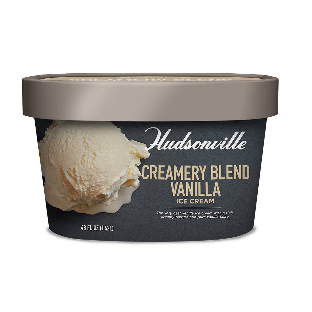 slide 1 of 3, Hudsonville Ice Cream Husonville Creamery Vanilla Blend Ice Cream, 48 oz