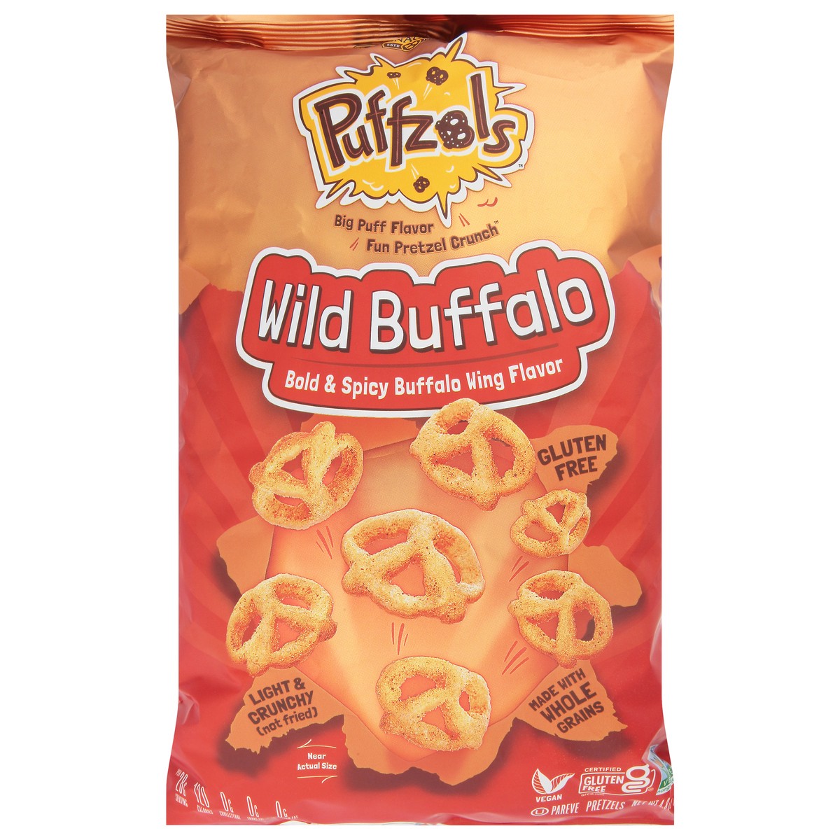 slide 1 of 9, Unique Snacks Puffzols Wild Buffalo Pretzels 4.8 oz, 4.8 oz