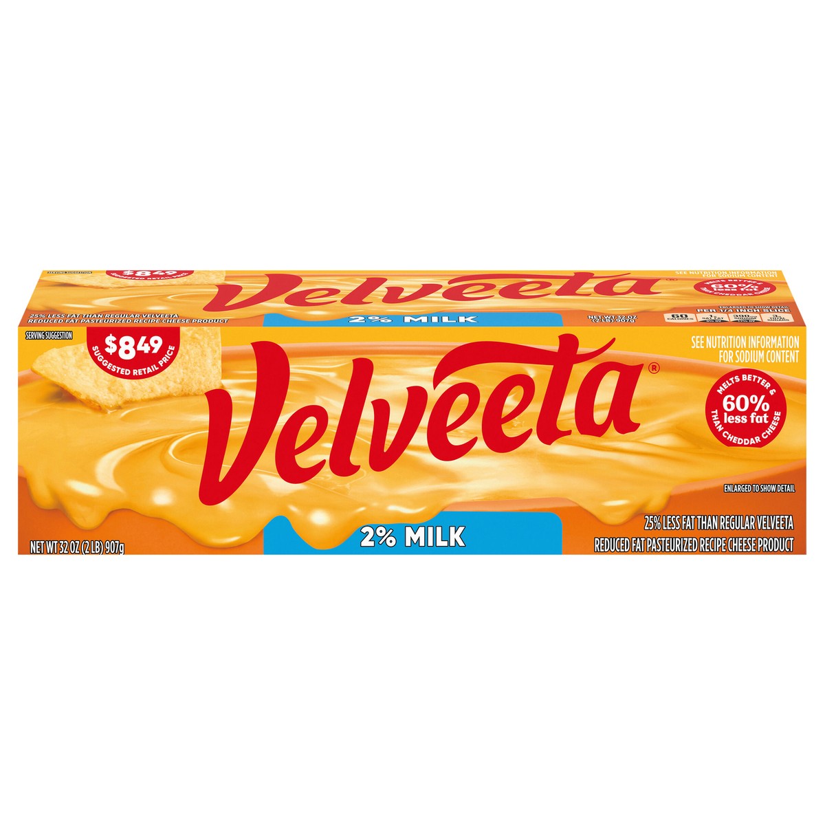 slide 1 of 5, Velveeta 2% Milk Reduced Fat Pasteurized Recipe Cheese Product, 32 oz Block, 32 oz
