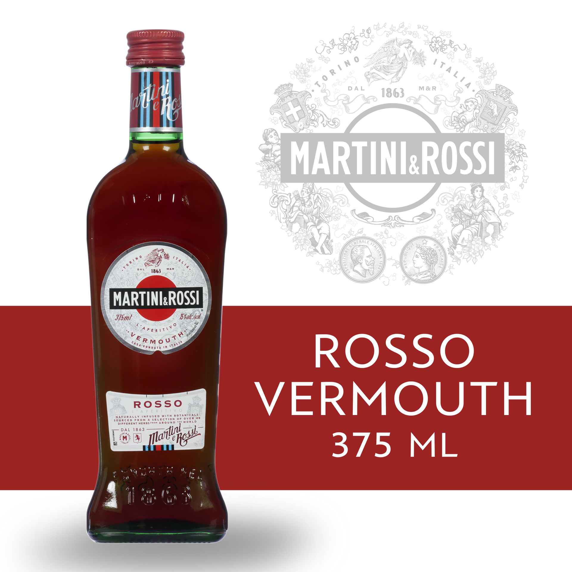 slide 4 of 5, Martini & Rossi Rosso Vermouth Cocktail Mixer 15% 37.5Cl/375Ml, 375 ml