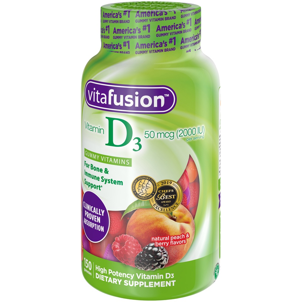 slide 3 of 3, vitafusion Vitamin D3 Adult Gummy Vitamins Dietary Supplement, 150 ct