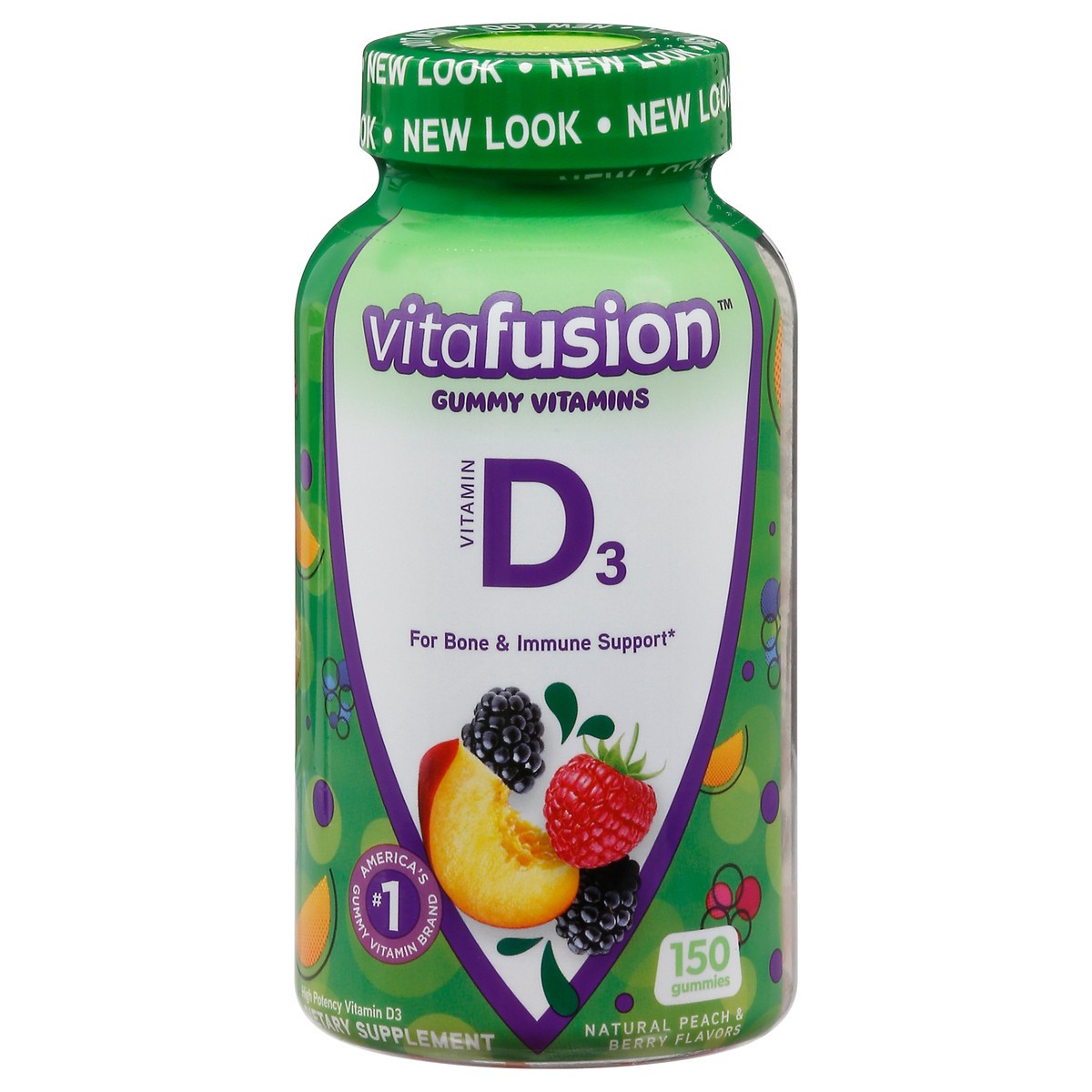 slide 1 of 3, vitafusion Vitamin D3 Gummy Vitamins - Peach, Blackberry and Strawberry Flavored - 150ct, 150 ct