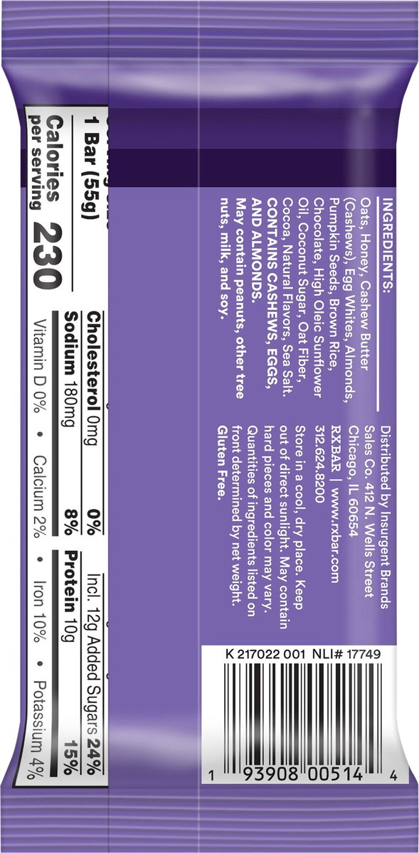 slide 3 of 13, RXBAR A.M. Protein Bar, Chocolate, Breakfast Snack, Paleo, Gluten Free, 1.9oz Pouch, 1 Pouch, 1.9 oz