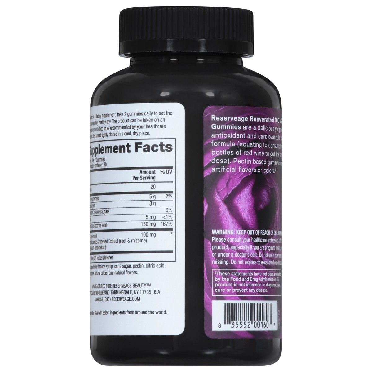 slide 12 of 14, Reserveage Gummies 100 mg Grape Flavor Resveratol 60 Gummies, 60 ct