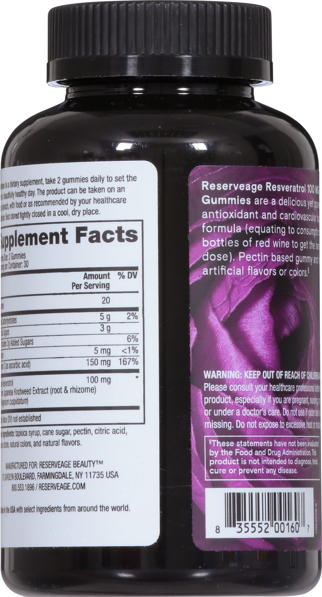 slide 9 of 14, Reserveage Gummies 100 mg Grape Flavor Resveratol 60 Gummies, 60 ct